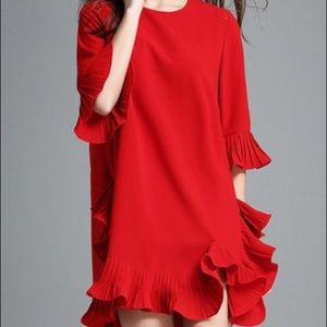 Red ruffle mini or tunic